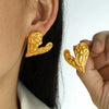 Wholesale 316L Stainless Steel Heartshaped Wave Pattern Electroplated Women's Ear Studs