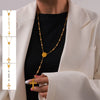 Wholesale 316L Stainless Steel Hip Hop Niche Vintage Geometric Round Cross Pendant Necklace Gold Plated