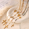 Wholesale 316L Stainless Steel Hip Hop Niche Vintage Geometric Round Cross Pendant Necklace Gold Plated