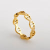 Wholesale Titanium Steel Hollow Circle Drop Shape Electroplating Minimalist Ring With Japanese Character And Diamond