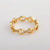 Wholesale Titanium Steel Hollow Circle Drop Shape Electroplating Minimalist Ring With Japanese Character And Diamond