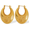 Wholesale 316L Stainless Steel Hollow Crescent Earrings With 18K Gold Plated Electroplating For Women French Retro Fashion Style