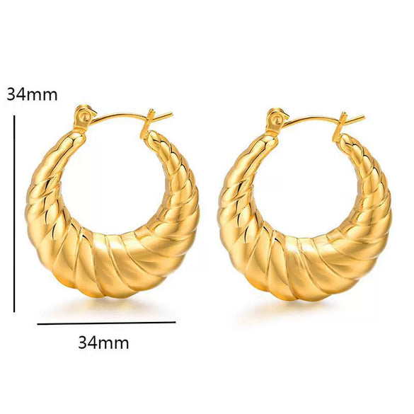 Wholesale Titanium Steel Hollow Croissant Earrings With Geometric Pattern And Vacuum Electroplating For Unisex