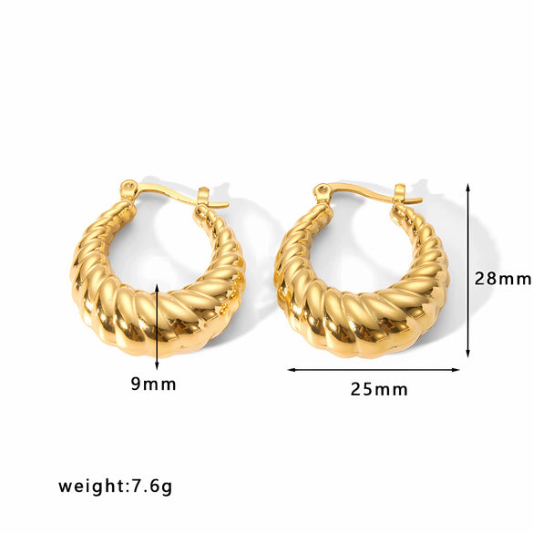 Wholesale Titanium Steel Hollow Croissant Earrings With Geometric Pattern And Vacuum Electroplating For Unisex