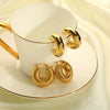 Wholesale Titanium Steel Hollow Geometric Earrings With 18K Gold Electroplating