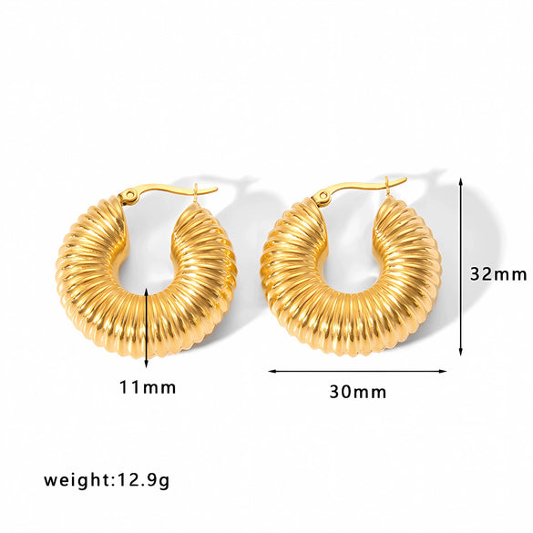 Wholesale Titanium Steel Hollow Geometric Pattern Electroplated Unisex Earrings