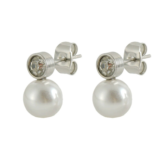 Wholesale Titanium Steel Imitation Pearl Geometric Electroplated Earrings For Women