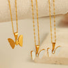 Wholesale 316L Stainless Steel Inlaid Zircon Butterfly Women's Fashion Sweet Style Necklace With Electroplating Treatment