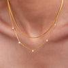 Wholesale Titanium Steel Inlaid Zircon Five Pointed Star Double Layer Clavicle Necklace With 18K Gold Electroplated Treatment For Women