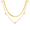 Wholesale Titanium Steel Inlaid Zircon Five Pointed Star Double Layer Clavicle Necklace With 18K Gold Electroplated Treatment For Women