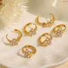 Wholesale 316L Stainless Steel Inlaid Zircon Flower Earrings Plated 18K Gold For Women