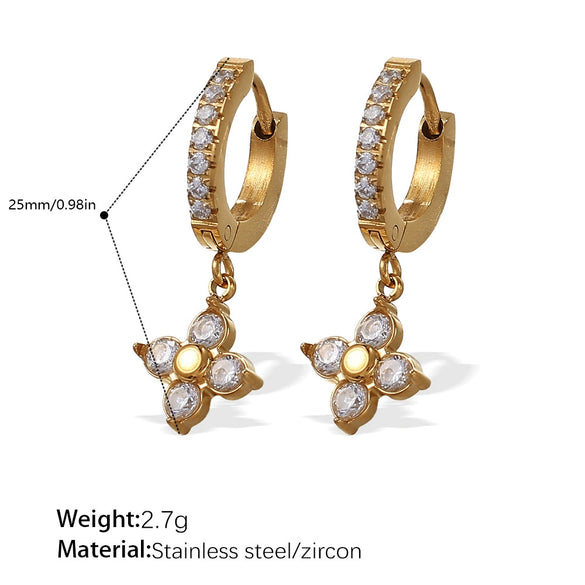 Wholesale 316L Stainless Steel Inlaid Zircon Heartshaped Electroplated Earrings Fashion And Light Luxury Design