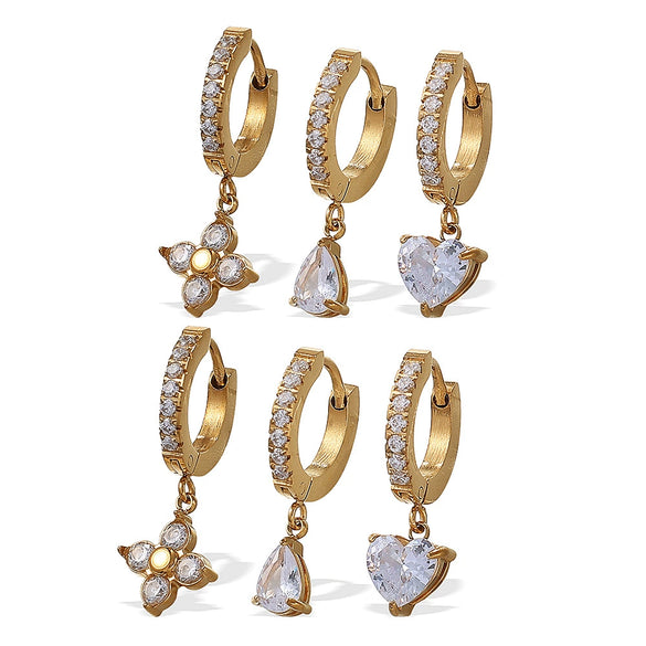 Wholesale 316L Stainless Steel Inlaid Zircon Heartshaped Electroplated Earrings Fashion And Light Luxury Design