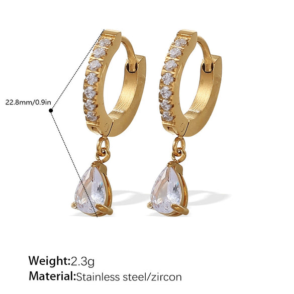 Wholesale 316L Stainless Steel Inlaid Zircon Heartshaped Electroplated Earrings Fashion And Light Luxury Design