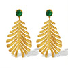 Wholesale 316L Stainless Steel Inlaid Zircon Leaf Retro Style Women's Earrings