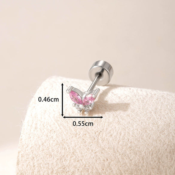 Wholesale Titanium Steel Inlaid Zircon Mini Butterfly Earrings For Women Lovely Style