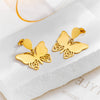 Wholesale Titanium Steel Insect Butterfly Earrings Fashionable Elegant Light Luxury Hollow Solid Electroplated Design For Women