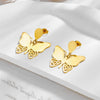 Wholesale Titanium Steel Insect Butterfly Earrings Fashionable Elegant Light Luxury Hollow Solid Electroplated Design For Women