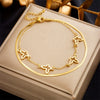 Wholesale Titanium Steel Insect Pattern Hollow Butterfly Multi Layer Irregular Stacked Chain Anklet For Women