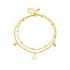 Wholesale Titanium Steel Insect Pattern Multilayered Bead Chain Anklet With Butterfly Pendant For Women