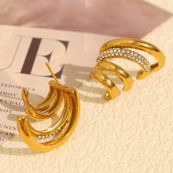 Wholesale 316L Stainless Steel Irregular Geometric Metal Earrings Retro Cold Style Electroplating For Women