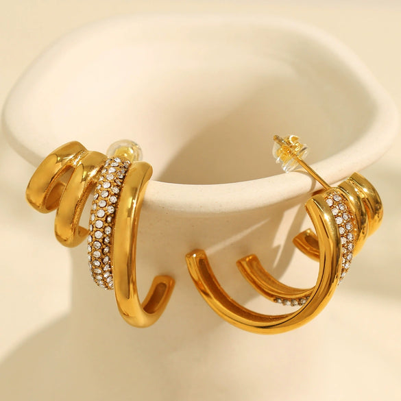 Wholesale 316L Stainless Steel Irregular Geometric Metal Earrings Retro Cold Style Electroplating For Women