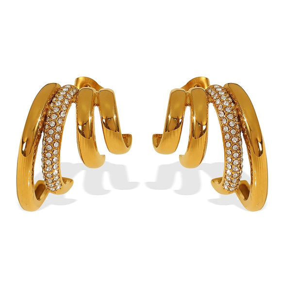 Wholesale 316L Stainless Steel Irregular Geometric Metal Earrings Retro Cold Style Electroplating For Women