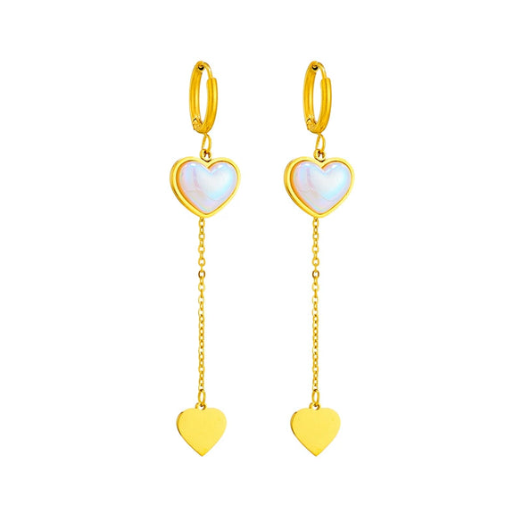 Wholesale Titanium Steel Jewelry Earrings With Heart Shape Pearl Love Pendant And Electroplating Treatment