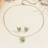 Wholesale Titanium Steel Jewelry For Women With Bow Pendant Electroplating Mixed Gemstone Setting And O Word Chain