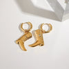 Wholesale Titanium Steel Jewelry Geometric Carved Boots Necklace And Earrings Pendant
