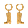 Wholesale Titanium Steel Jewelry Geometric Carved Boots Necklace And Earrings Pendant