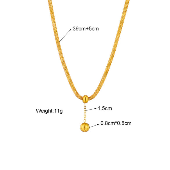 Wholesale Titanium Steel Jewelry Necklace With Hollow Cylindrical Chain Gold Bead Tassel Pendant And Electroplating Treatment For Women