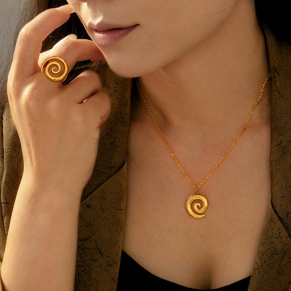 Wholesale 316L Stainless Steel Jewelry Niche Spiral Shape Chain Electroplated Design Necklace Bracelet Unisex