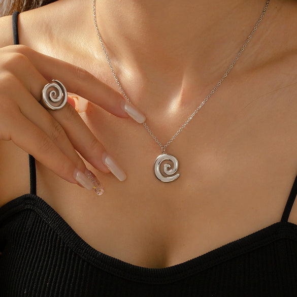 Wholesale 316L Stainless Steel Jewelry Niche Spiral Shape Chain Electroplated Design Necklace Bracelet Unisex