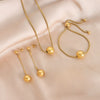 Wholesale Titanium Steel Jewelry Set For Women With Geometric Style Electroplated Round Ball Pendant And Box Chain