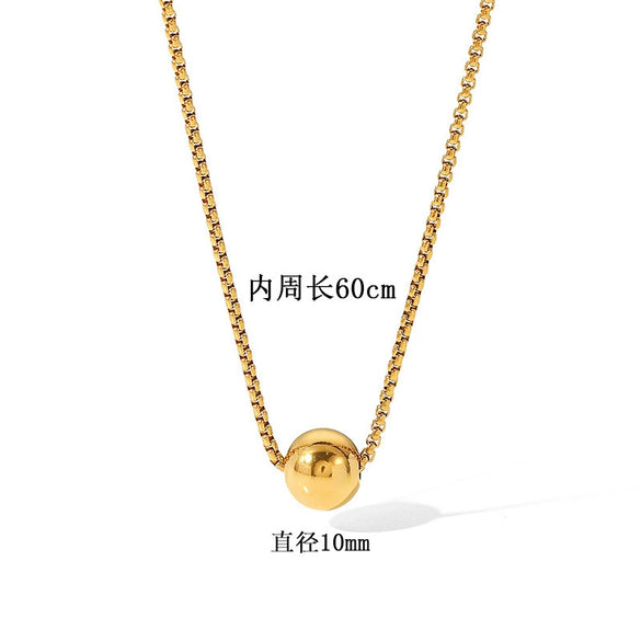 Wholesale Titanium Steel Jewelry Set For Women With Geometric Style Electroplated Round Ball Pendant And Box Chain
