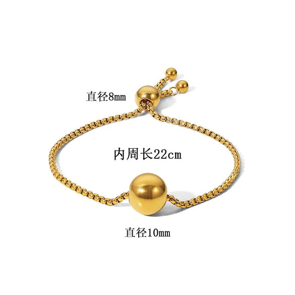 Wholesale Titanium Steel Jewelry Set For Women With Geometric Style Electroplated Round Ball Pendant And Box Chain