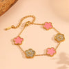 Wholesale Titanium Steel Jewelry Set With Diamond And Plants Flowers Pattern For Women