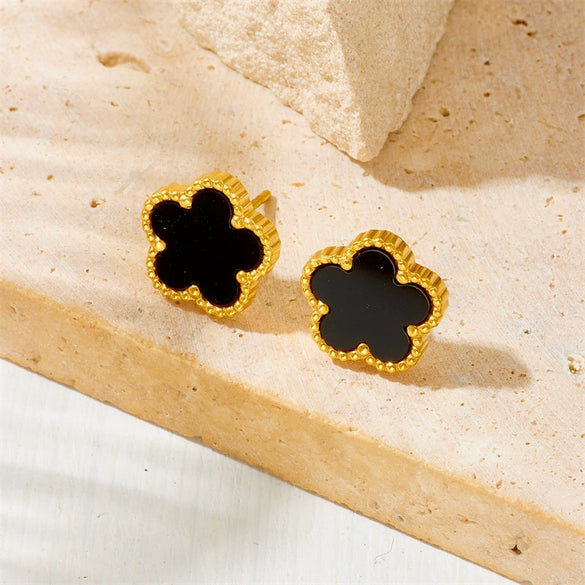 Wholesale Titanium Steel Jewelry Set With Diamond And Plants Flowers Pattern For Women