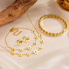 Wholesale Titanium Steel Jewelry Set With Flower Pattern For Women Earrings Necklace Anklet Bracelet Geometric Design Box Chain