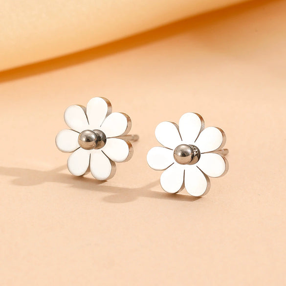 Wholesale Titanium Steel Jewelry Set With Flower Pattern For Women Earrings Necklace Anklet Bracelet Geometric Design Box Chain
