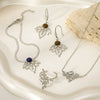 Wholesale Titanium Steel Jewelry Set With Geometric Pattern And Leafshaped Zircon For Women Featuring Polishing Process