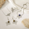 Wholesale Titanium Steel Jewelry Set With Geometric Pattern And Leafshaped Zircon For Women Featuring Polishing Process