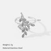 Wholesale Titanium Steel Jewelry Set With Geometric Pattern And Leafshaped Zircon For Women Featuring Polishing Process