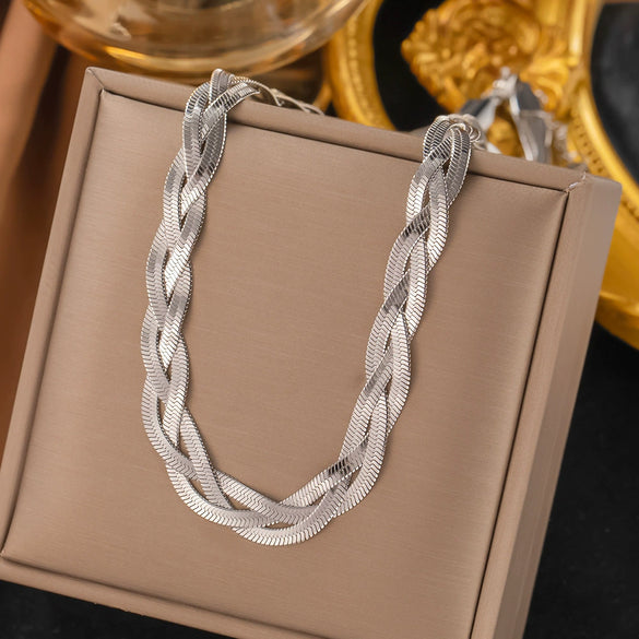 Wholesale Titanium Steel Jewelry Set With Love Water Drops Bells Pattern For Women Polished Necklace And Bracelet