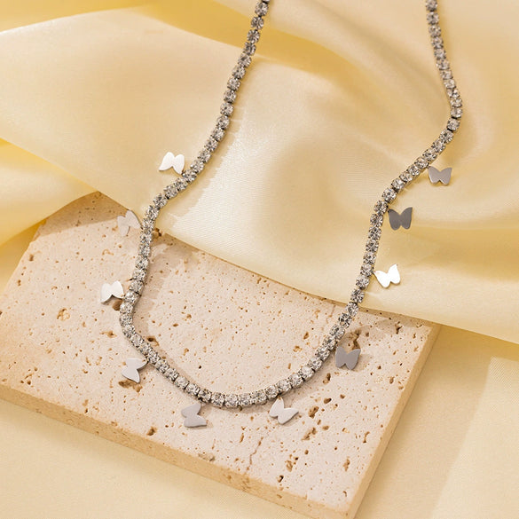 Wholesale Titanium Steel Jewelry Set With Love Water Drops Bells Pattern For Women Polished Necklace And Bracelet