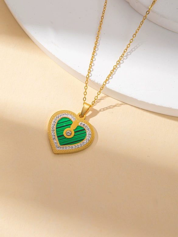 Wholesale Titanium Steel Jewelry Suit With Heart Shaped Pendant And Cross Chain Electroplated For Women Simple Design High End Sense Non Fading
