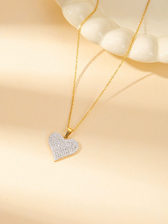 Wholesale Titanium Steel Jewelry Suit With Heart Shaped Pendant And Cross Chain Electroplated For Women Simple Design High End Sense Non Fading