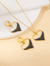 Wholesale Titanium Steel Jewelry Suit With Heart Shaped Pendant And Cross Chain Electroplated For Women Simple Design High End Sense Non Fading