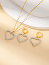 Wholesale Titanium Steel Jewelry Suit With Heart Shaped Pendant And Cross Chain Electroplated For Women Simple Design High End Sense Non Fading
